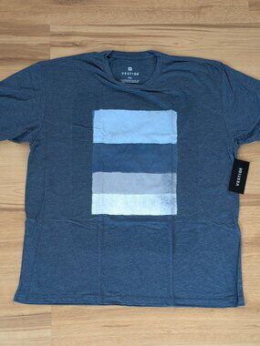 NWT Vestige Tri-Blend Graphic Tee Heather Blue Vertical Stripe 2XL Crewneck
